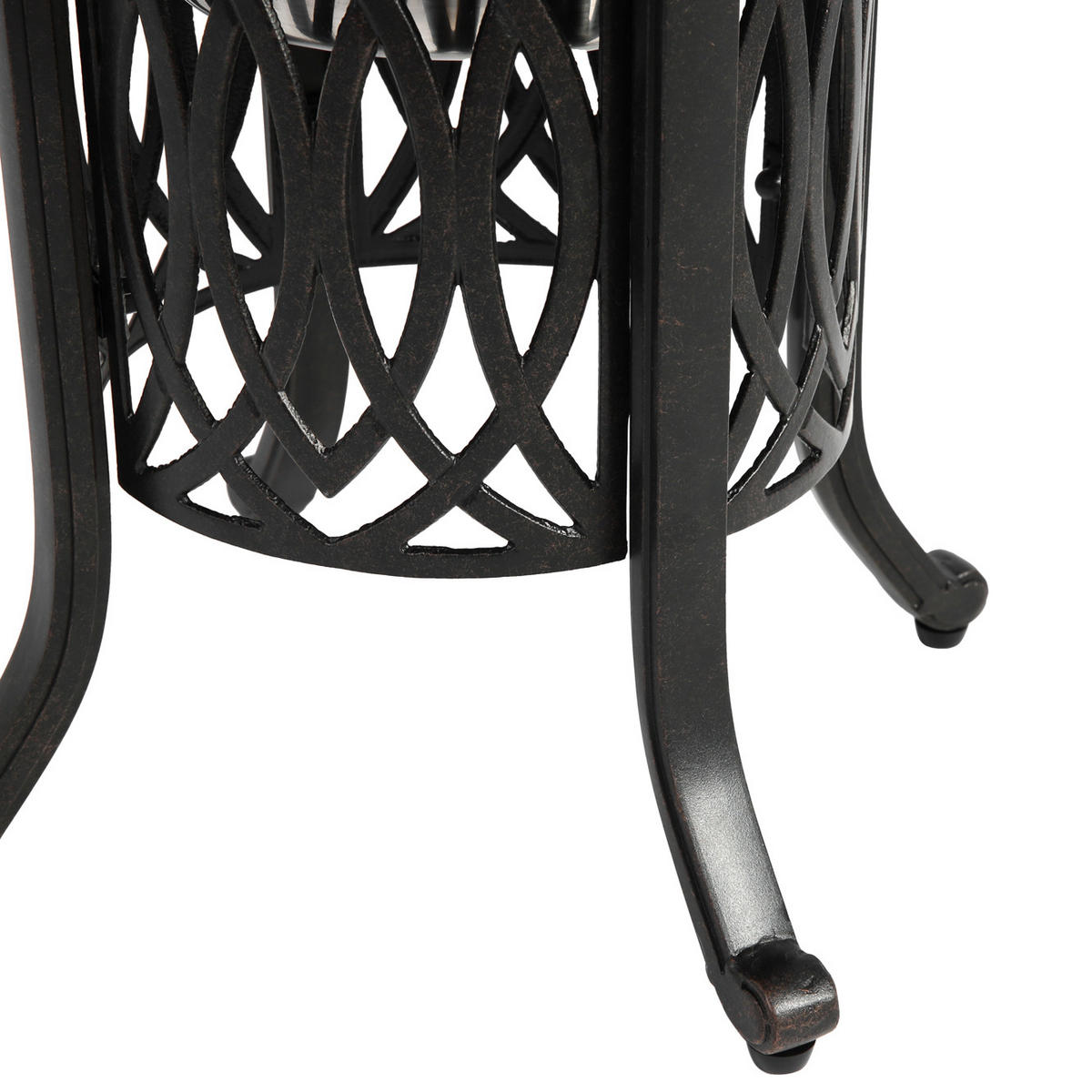 GARTEN-BISTROTISCH 55 cm Bronze Aluminium Outdoor Beistelltisch mit integriertem Eiseimer für Terrasse & Balkon - Bronzefarben, Metall (55/55/49cm) - Urban Meuble