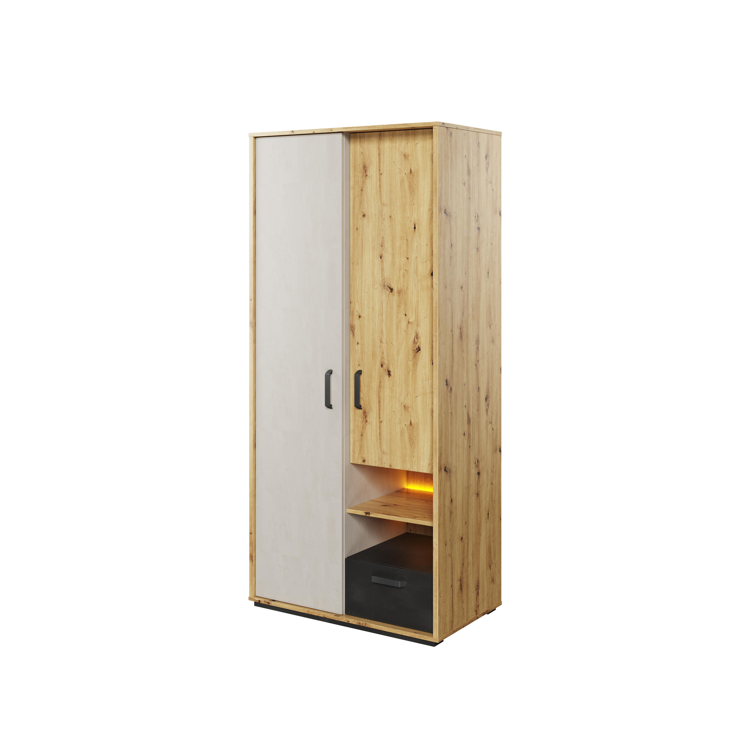 Meblini Drehtürenschrank Eiche Artisan 90x195x52 cm