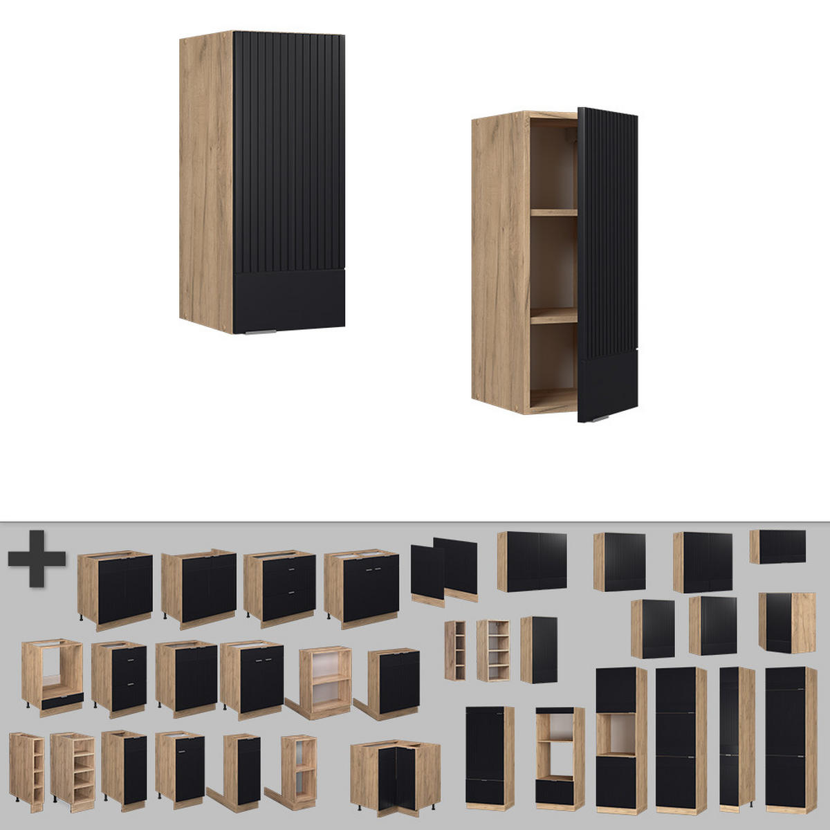 ZÁVĚSNÁ SKŘÍŇKA Fame-Line, černé pruhy, 30 cm - medově dubová/černá, kompozitní dřevo (30/72/34.1cm) - Vicco