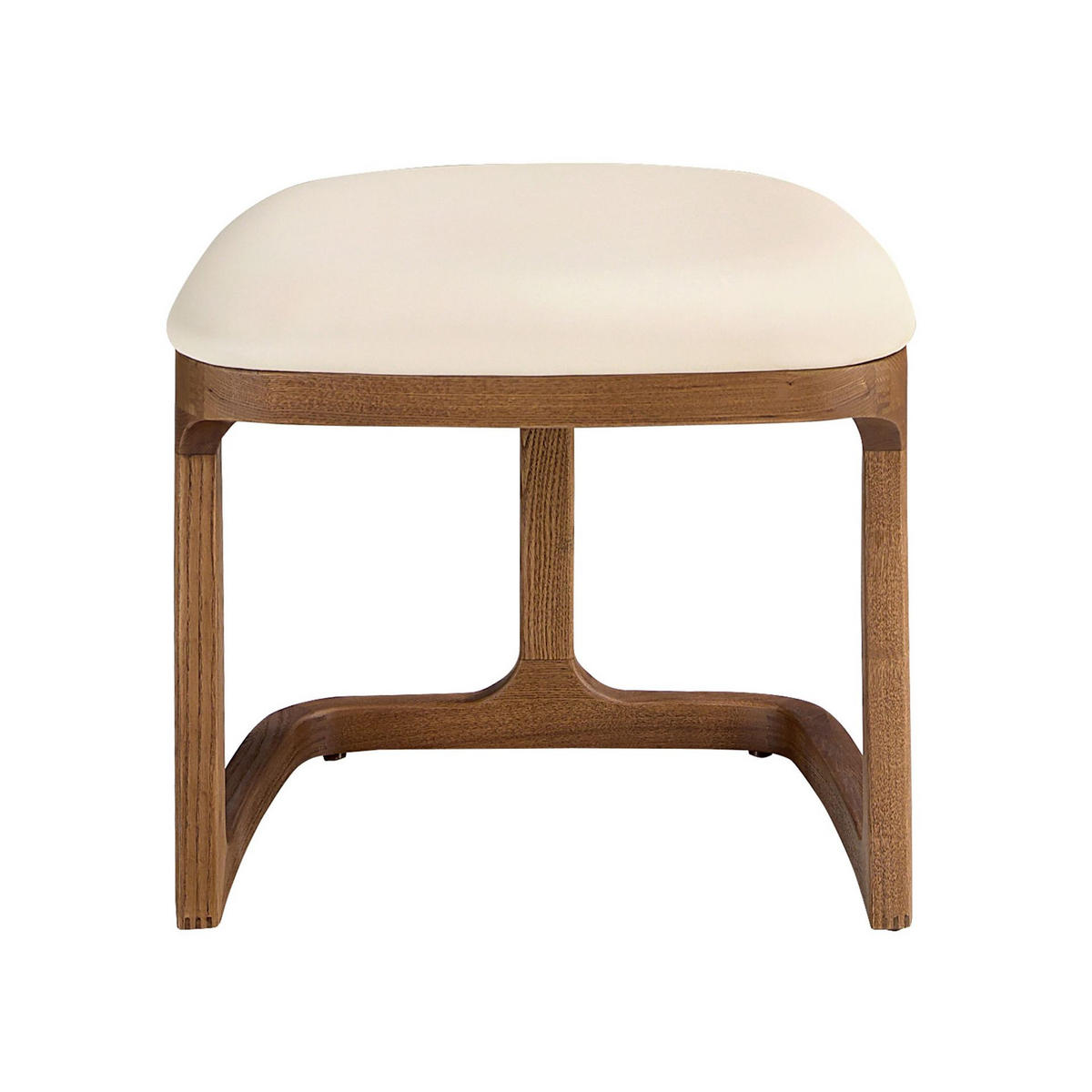SITZBANK aus sandfarbenem Kunstleder, Walnussbeine, 48 x 42 x 43 cm - Sandfarben/Walnussfarben, Leder/Holz (48/43/42cm) - ANGEL CERDA