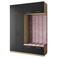 GARDEROBENSCHRANK REMA 180/240/60 cm Modern Garderobe-Set Eiche Wotan - Eiche Wotan/Lila, Holzwerkstoff (180/240/60cm) - MASSENO