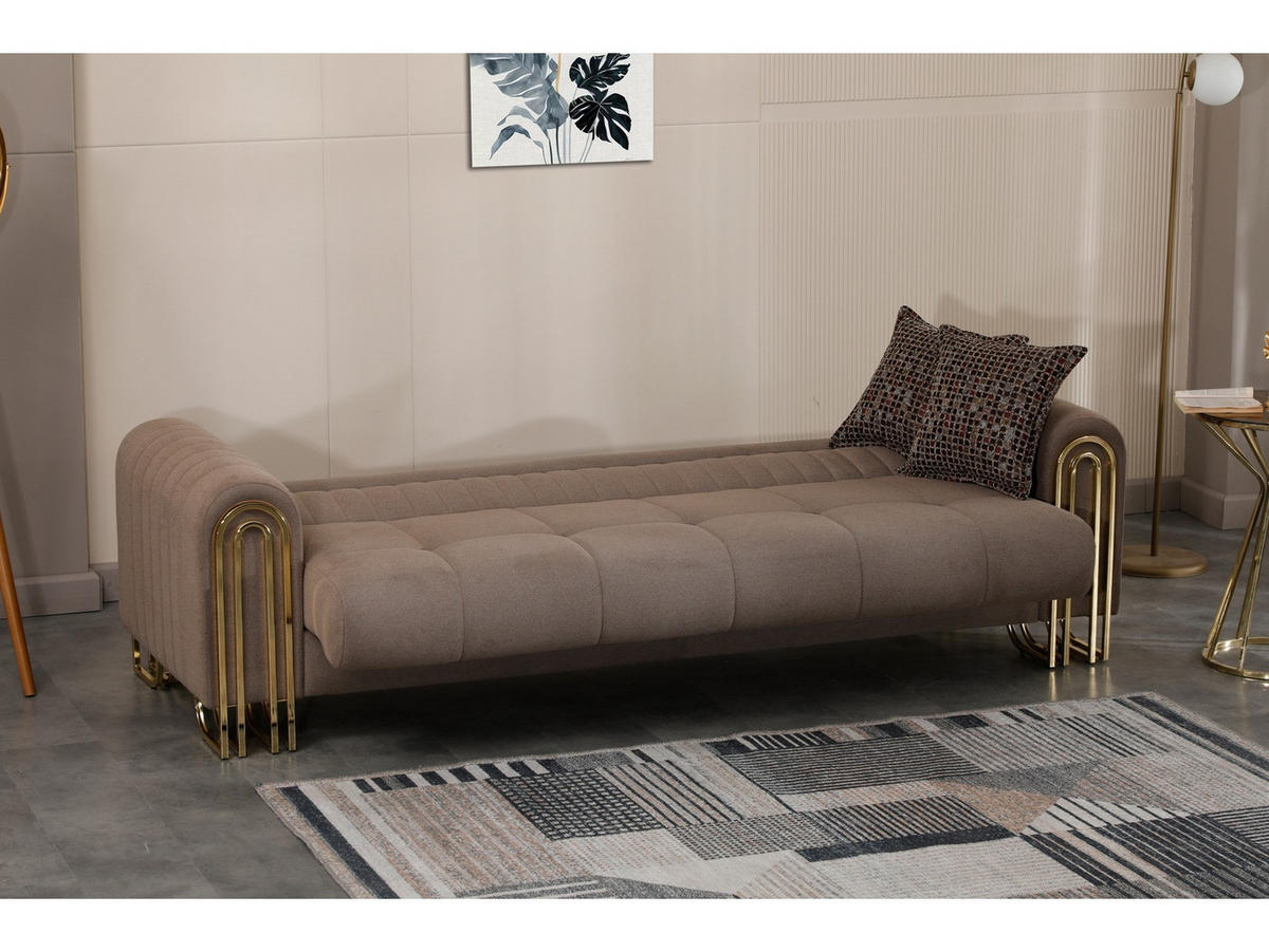 SITZGARNITUR Multan, Braun Stellvariante 3+3+1 - Braun, Holzwerkstoff/Metall (243/85/95cm)
