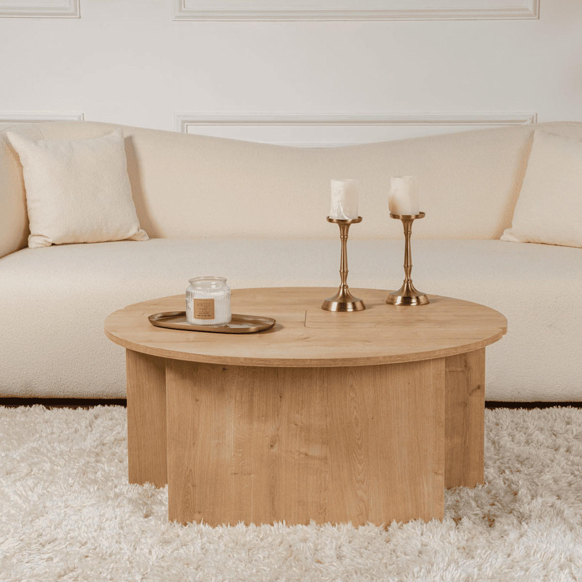 COUCHTISCH (2er-Set) moira 90/90/41 cm - Eichefarben, Holzwerkstoff (65/90/41cm) - Calicosy