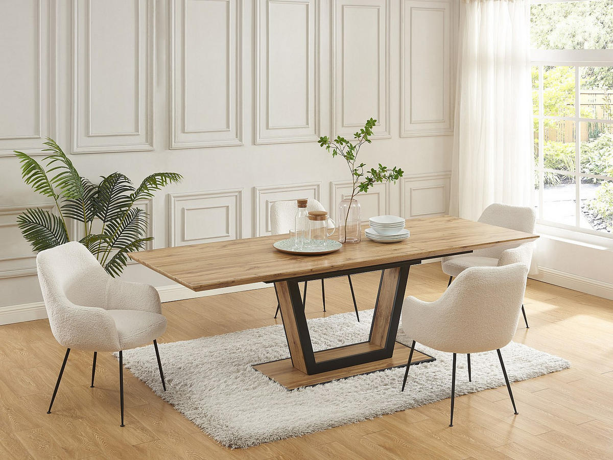 ESSTISCH ausziehbar - 6 bis 10 Personen - MDF & Metall - Holzfarben & Schwarz - VITENO - Naturfarben, Holz (240/90/75cm) - Vente-Unique