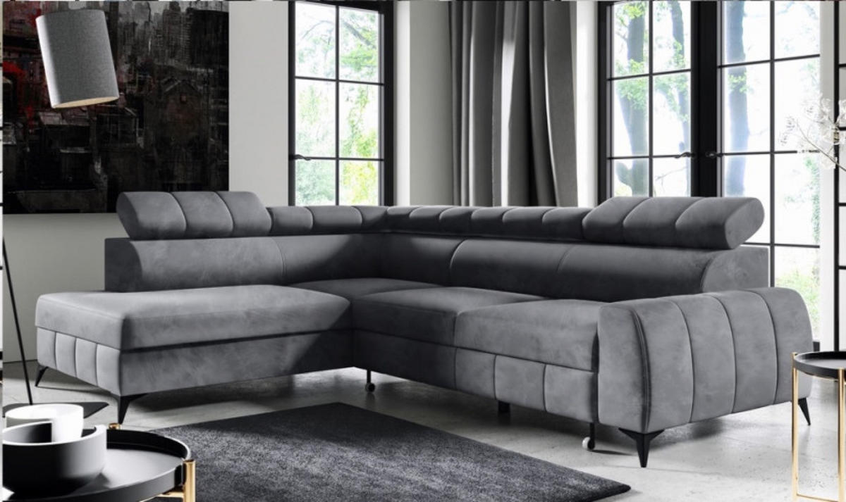 ECKSOFA Grau DON Ausziehbar Links Mit Schlaffunktion - Grau, Textil (279/203cm) - Sepro Meble