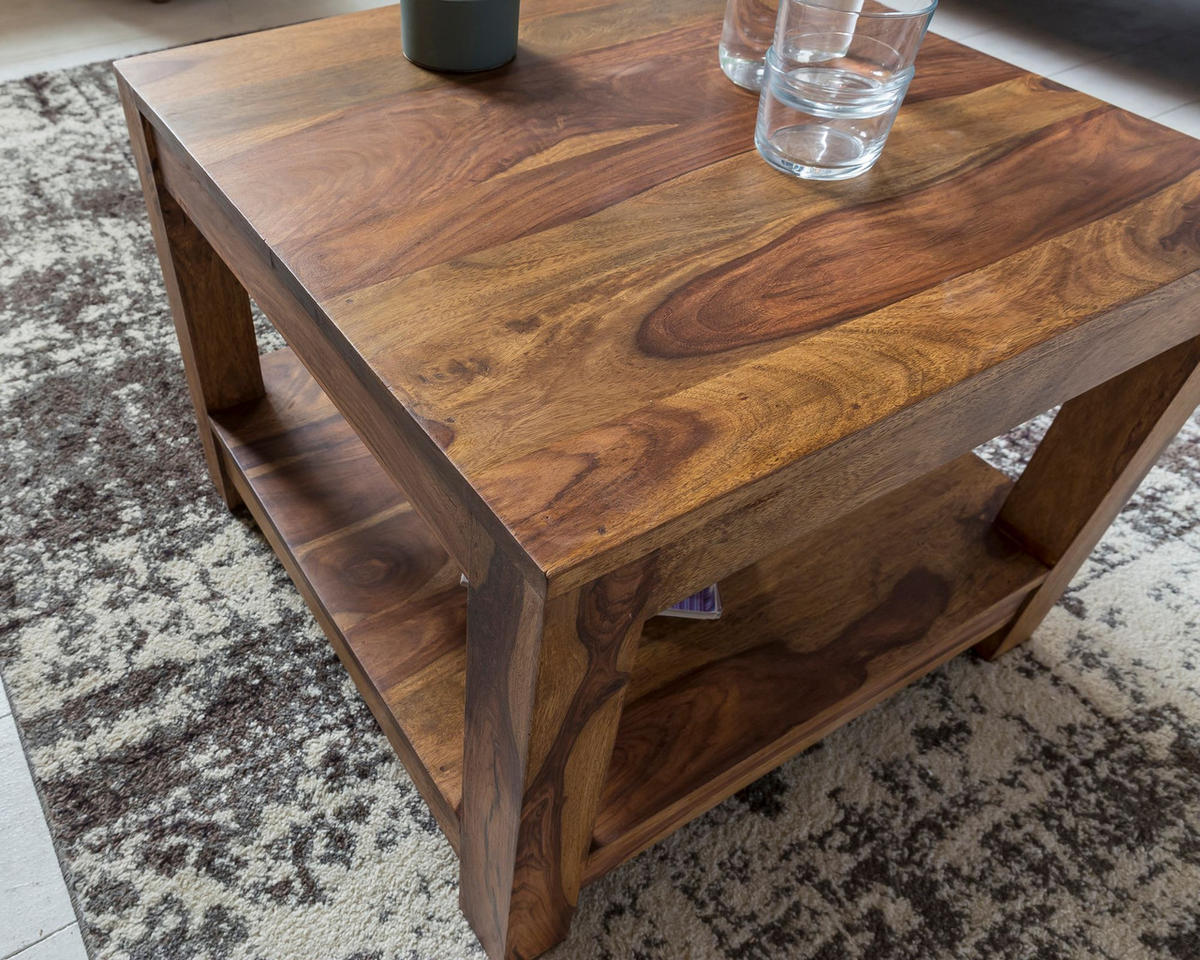COUCHTISCH Massivholz im Landhausstil mit Ablagefach und pflegeleichter Oberfläche, Braun 60x60x45 cm - Braun, Holz (60/60/45cm) - KADIMA DESIGN