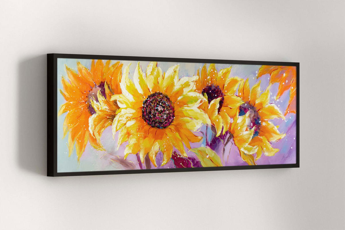 ACRYLBILD HANDGEMALT 150/50 cm - Gelb/Orange, Holz/Textil (150/50cm) - KUNSTLOFT