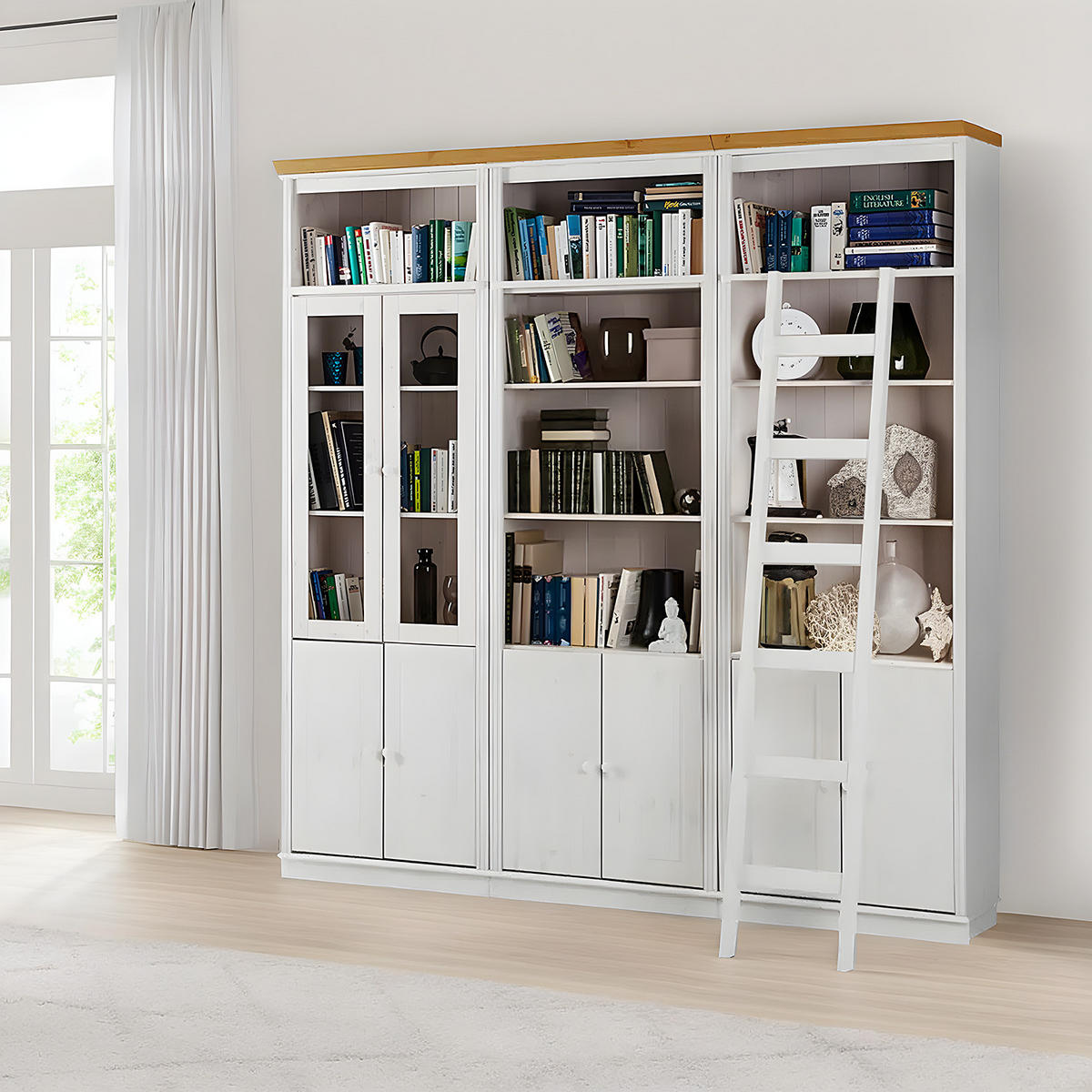 REGALLEITER - Kiefer massiv - Kieferfarben, Holz (36/188/6cm) - home24