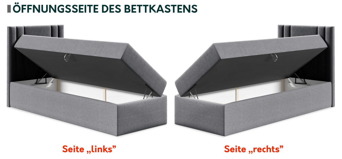 BOXBETT Carmen Mini, Seite zum Öffnen des Bettkastens: Links - Bronzefarben, Holz (100/200cm) - MIRJAN24