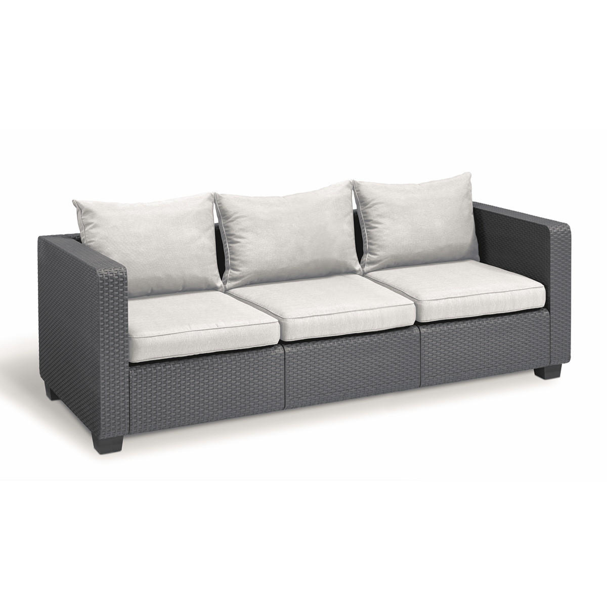 GARTENSOFA Salta 3-Sitzer in Anthrazit mit Kissen - Anthrazit, Textil (84/65.5/200cm) - Allibert