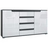 SIDEBOARD Sylt Weiß Hochglanz / Anthrazit matt - Weiß Hochglanz, Holzwerkstoff (138.5/75.5/35cm) - Vladon