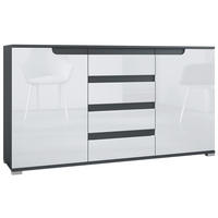SIDEBOARD Sylt Weiß Hochglanz / Anthrazit matt - Weiß Hochglanz, Holzwerkstoff (138.5/75.5/35cm) - Vladon