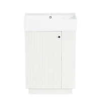 BADEZIMMERSCHRANK Waschbeckenunterschrank Rillenoptik Keramik 55cm - Weiß, Keramik (55/87/32cm) - FLIEKS
