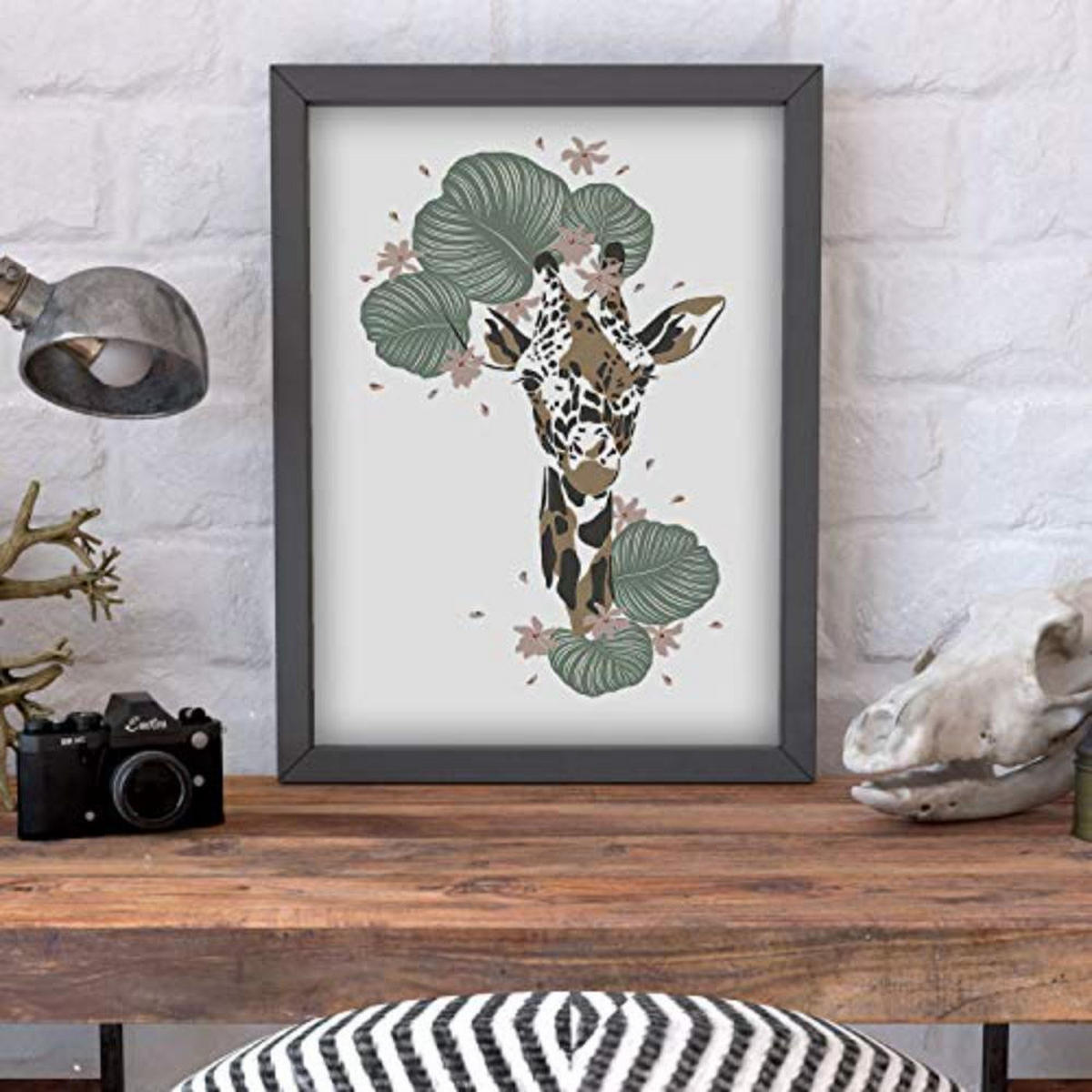 POSTER Set mit 4 GiraffenzebraKlinge, Blumen und Pflanzen aus dem Dschungel A3 Rahmenlos - Klar, Papier (29.7/3cm) - Nacnic