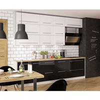 KÜCHENLEERBLOCK Platinium weiß matt / schwarz & weiß Hochglanz 14-teilig - Schwarz/Weiß, Holzwerkstoff/Metall (280/240/60cm) - Feldmann-Wohnen