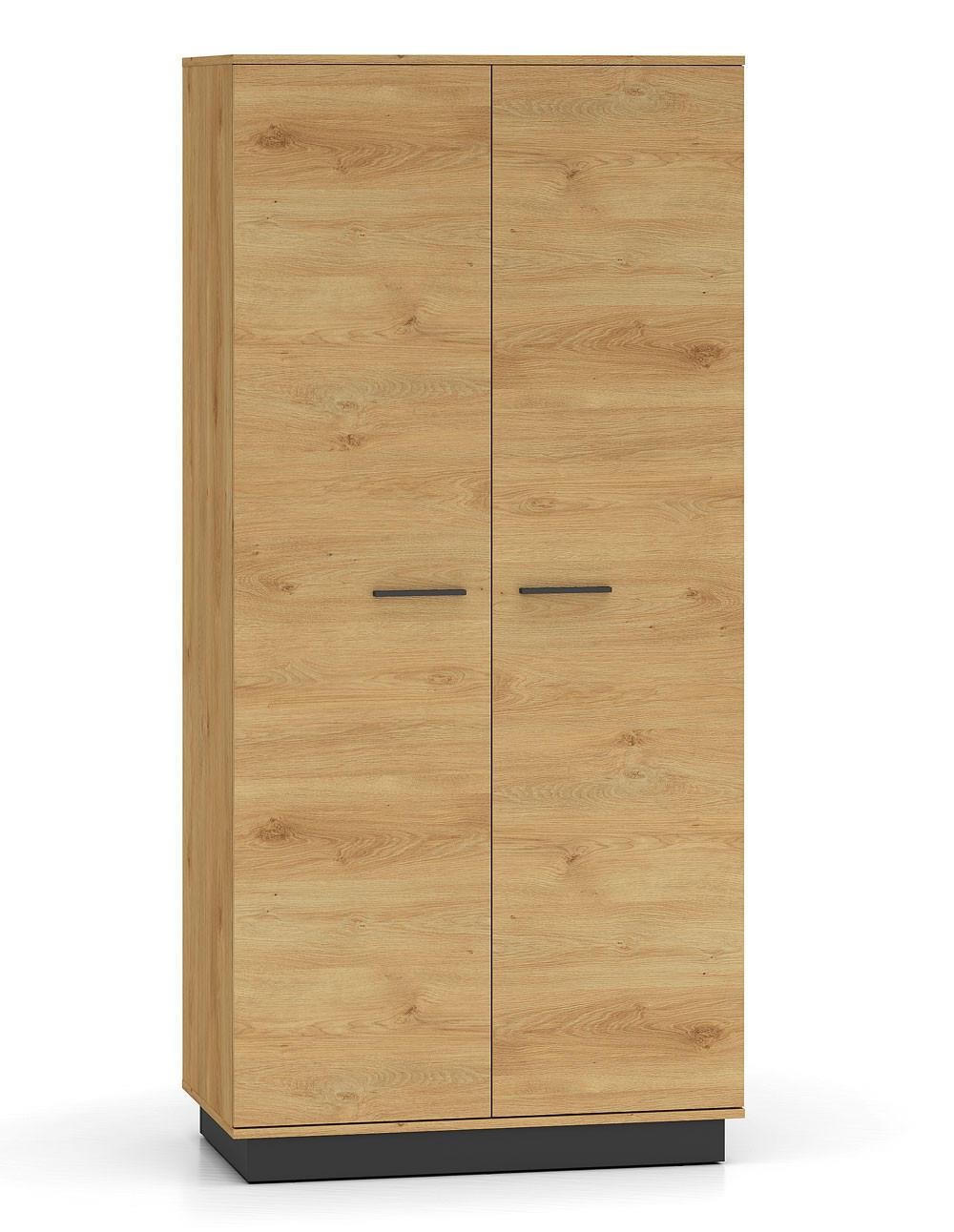 KLEIDERSCHRANK Modesto Eiche Style hell / Schwarz 92 / 55 / 196 cm - Hellbraun/Eichefarben, Holz/Holzwerkstoff (92/196/55cm) - Feldmann-Wohnen