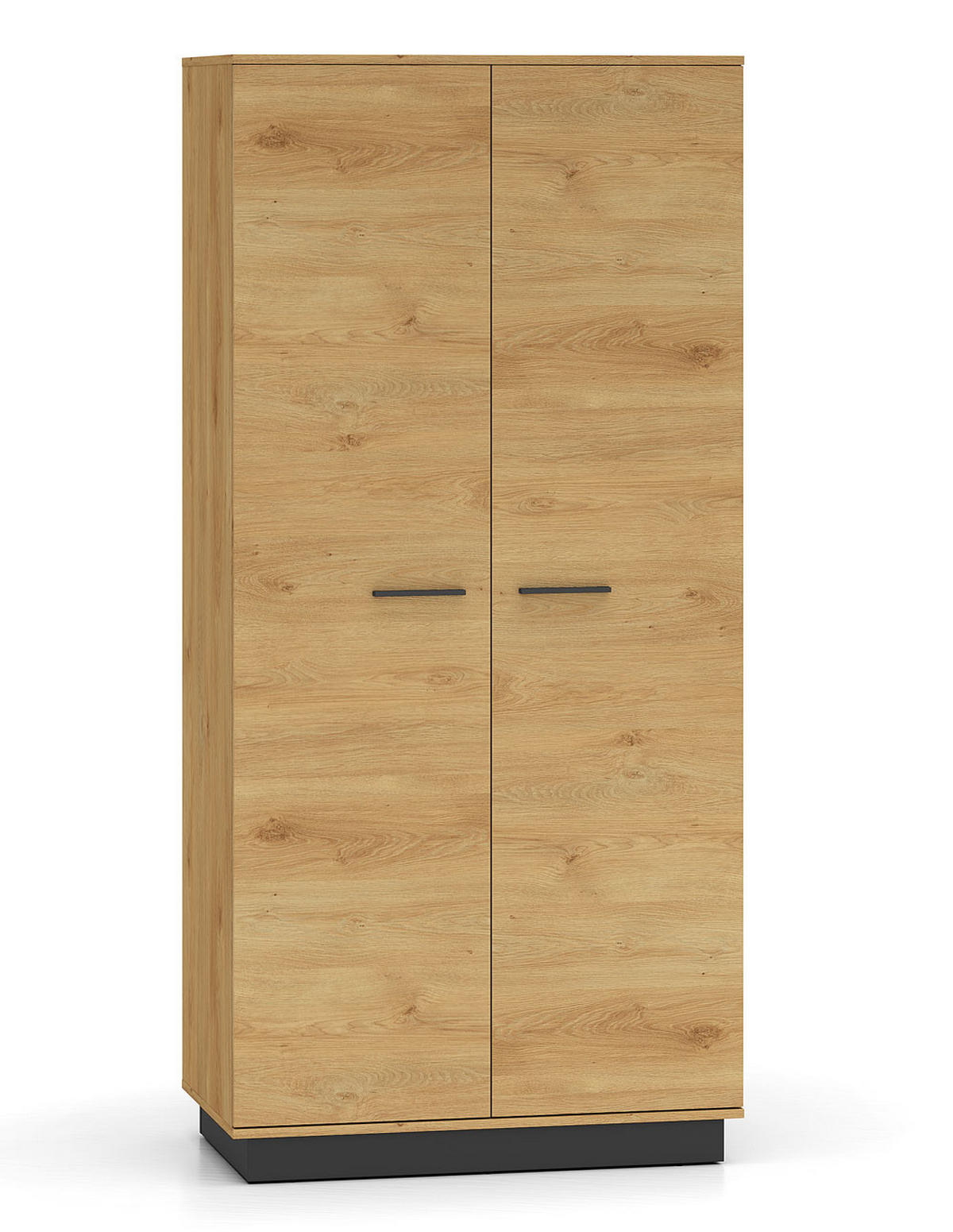 KLEIDERSCHRANK Modesto Eiche Style hell / Schwarz 92 / 55 / 196 cm - Hellbraun/Eichefarben, Holz/Holzwerkstoff (92/196/55cm) - Feldmann-Wohnen