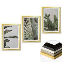 WANDBILDER 3er Set - 20x30 cm Goldrahmen - Blätter tropischer Pflanzen in Pastellfarben - Goldfarben, Kunststoff (20/30cm) - ArtPrintCave