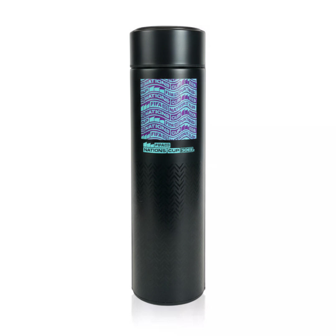 THERMOSFLASCHE 309 Schwarz, 500 ml, Edelstahl, Temperaturanzeige, Isolierflasche, Auslaufsicher, Thermobecher, Heiß Kalt, Premium, Reise, Outdoor - Blau/Lila, Kunststoff/Metall (0.5L) - JUNG