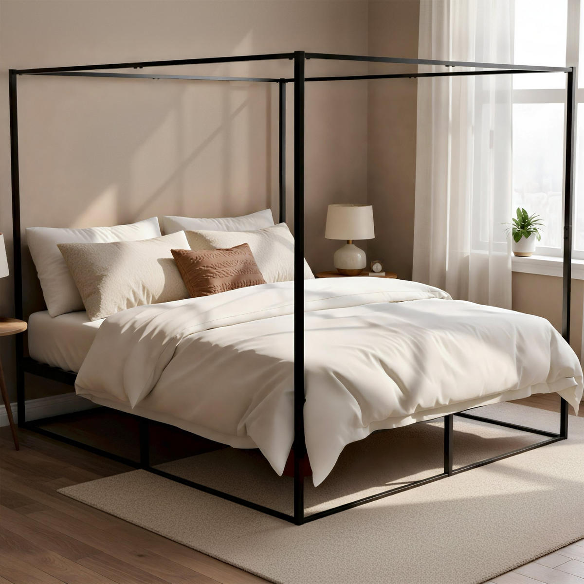 HIMMELBETT Kosan Metall Schwarz Bett 200x200 Schwarz - Schwarz, Metall - DELUKE