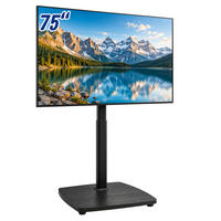 TV-STOJAN Čierny na kolieskach 43-75 palcov - čierna, kov/kompozitné drevo (60/134.5/38cm) - Relaxdays