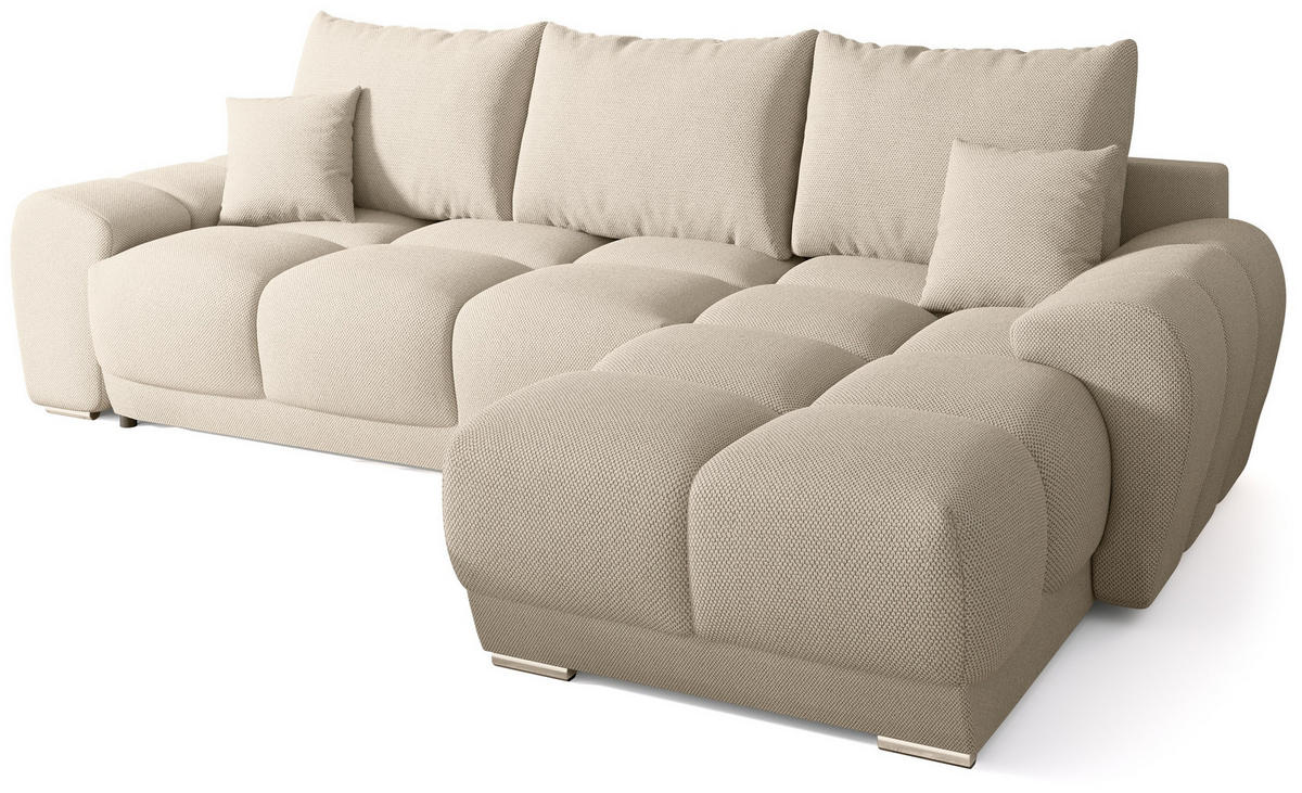 ECKSOFA Nubes mit Schlaffunktion Beige - Beige/Silberfarben, Kunststoff/Textil (290/180cm) - Bromarkt