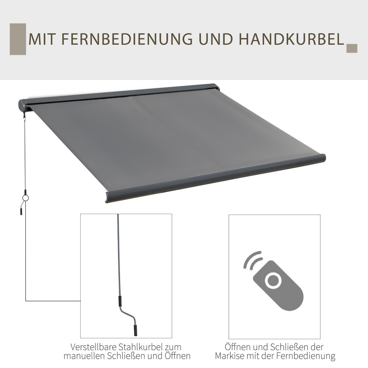 MARKISE, Aluminium, Dunkelgrau - Dunkelgrau, Metall (250/160/300cm) - Outsunny