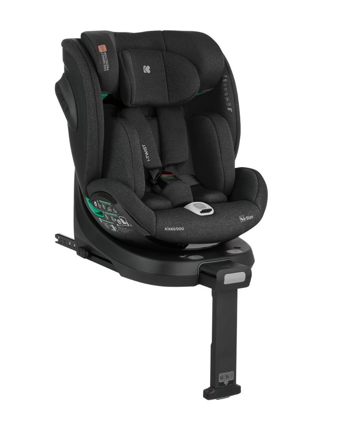 KINDERSITZ i-Twist i-Size schwarz (40-150 cm) Gruppe 0+/1/2/3 Stützbein Isofix - Schwarz, Kunststoff (43/62/55cm) - Kikka boo