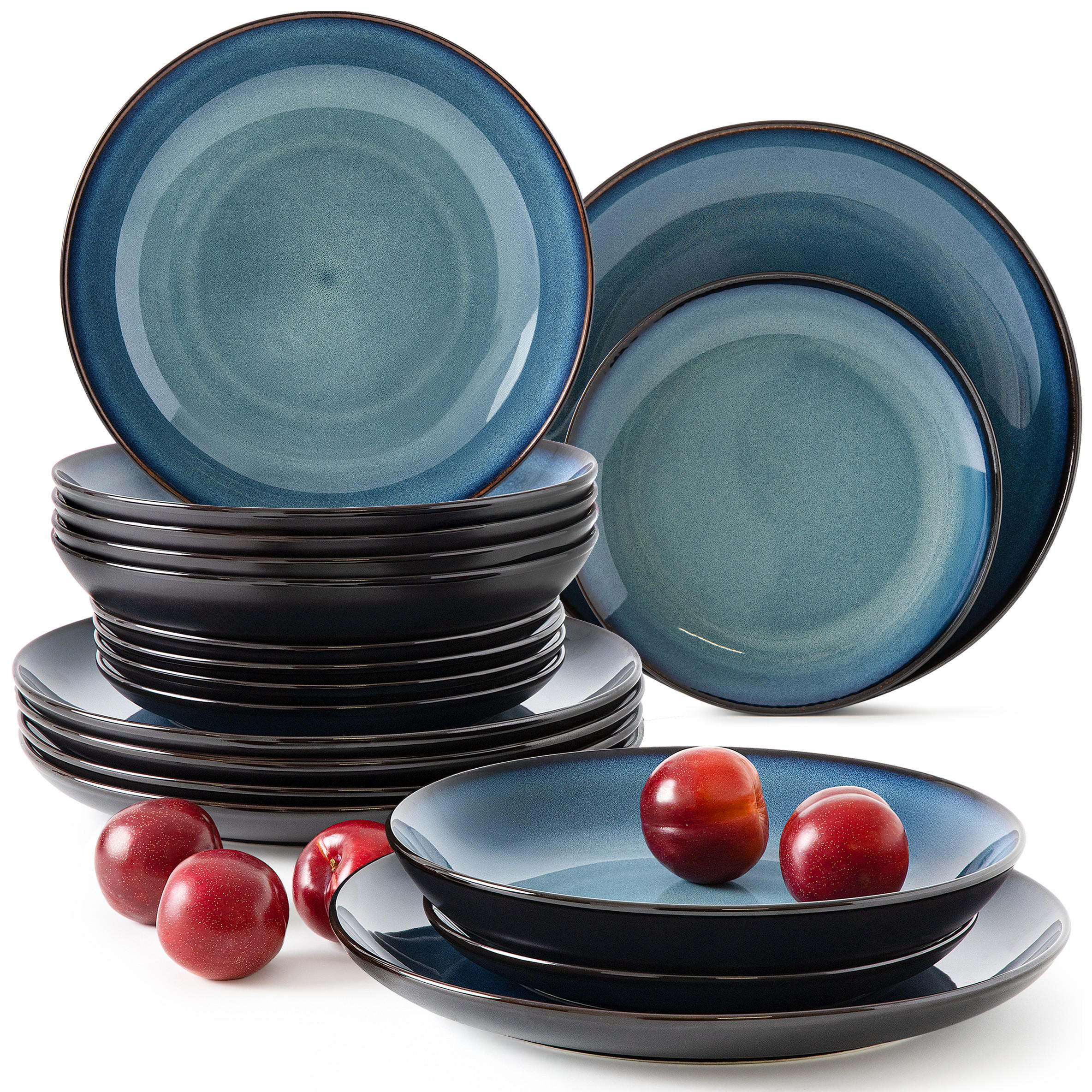 TAFELSERVICE 6 Personen BALI 18-tlg - Blau, Keramik (27/2/27cm) - Ritzenhoff Breker