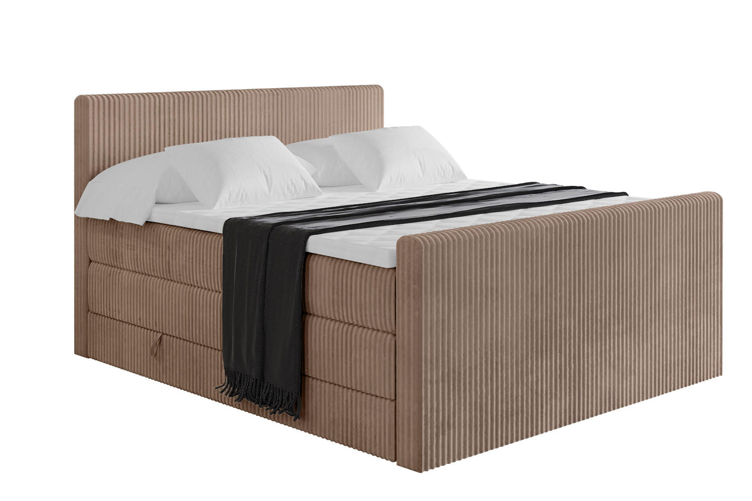 BOXSPRINGBETT mit Matratze H3|H4 und Lattenrost - TOLO-Z KING 180x200 Cord - Beige - Sandfarben, Holzwerkstoff (180/200cm) - ALTDECOR