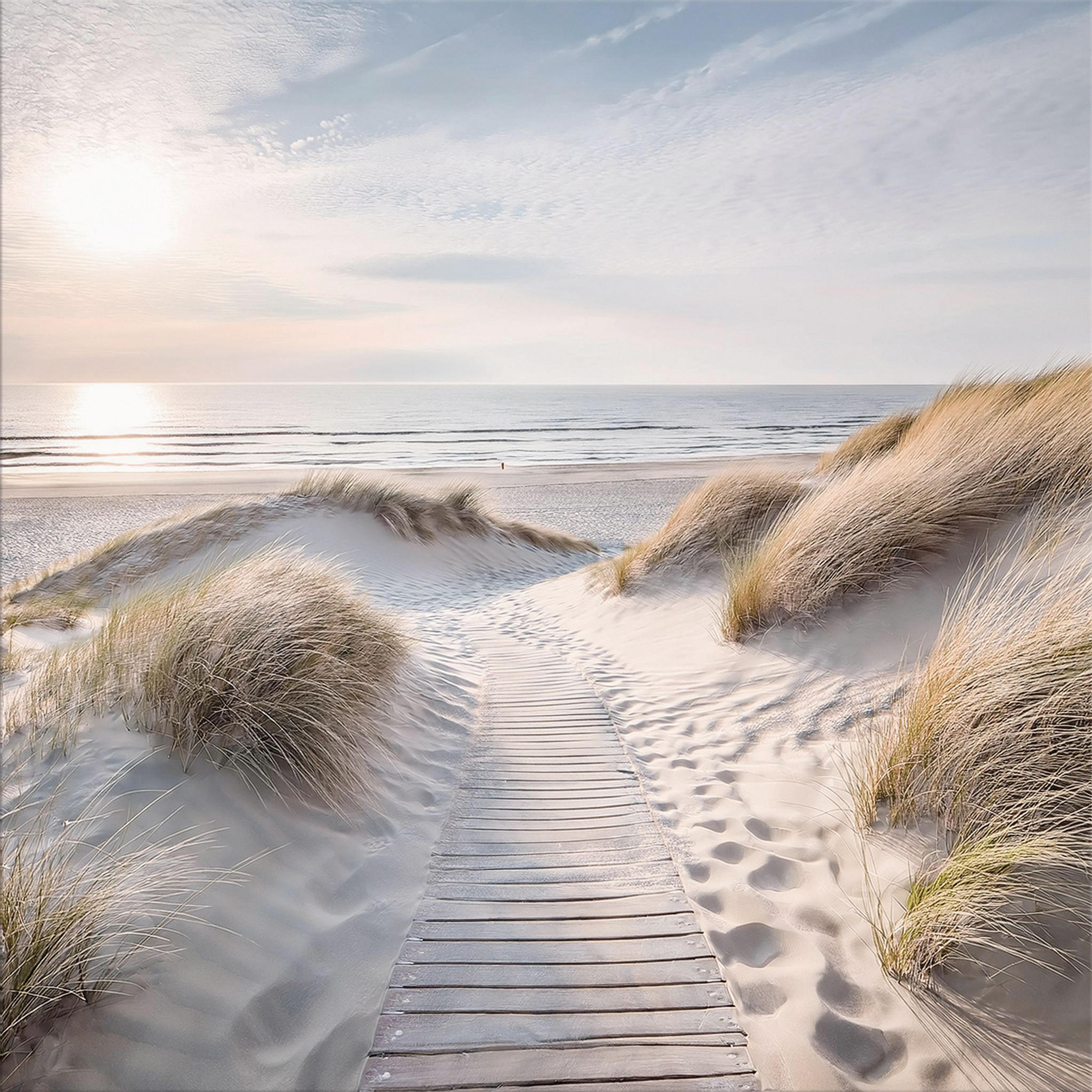 GLASBILD 30×30 cm Strand - Beige, Glas (30/30cm) - artissimo