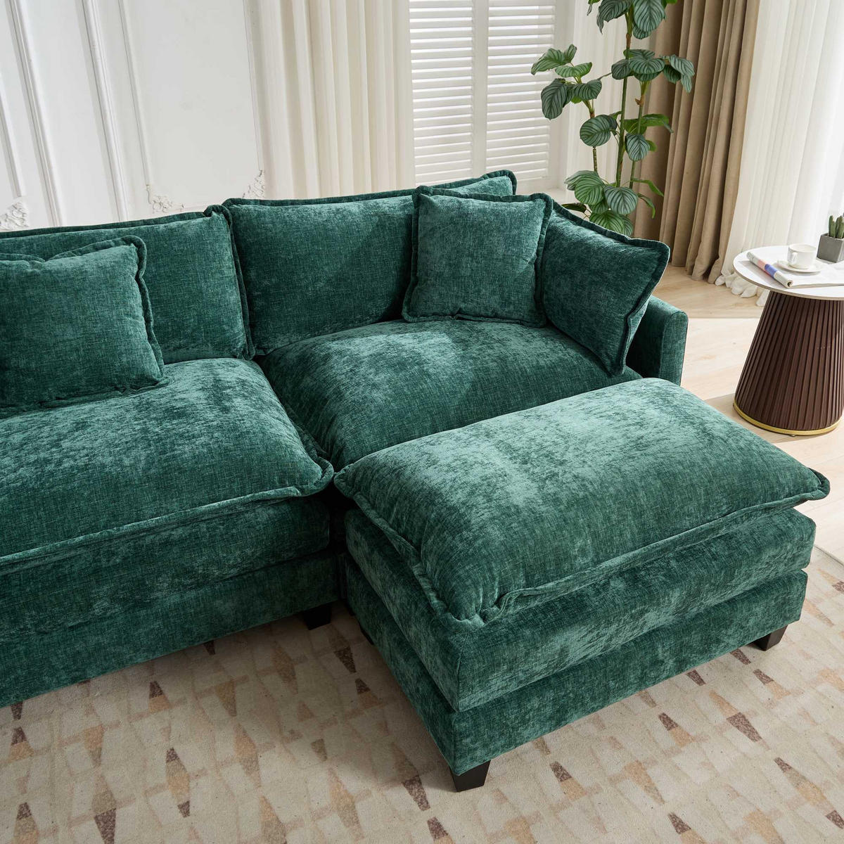 3-SITZER-SOFA aus Chenille mit modularem Aufbau, grün - Grün, Textil (75/84/289cm)