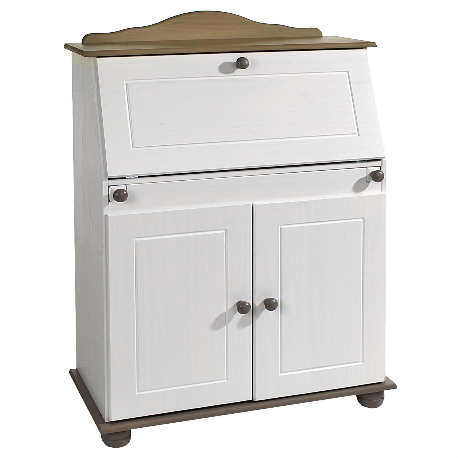 SEKRETÄR DAVID - Taupe/Weiß, Holz (38/82/117cm) - IDIMEX