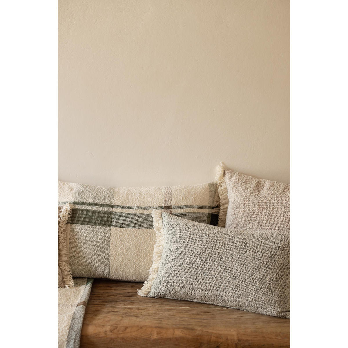 JACQUARD-KISSEN Jane multico 40 x 65 cm - Beige/Grün, Textil (40/65cm) - Vivaraise