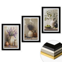 WANDBILDER 3er-Set - 20x30 cm Schwarzer Rahmen - Blumen in Vasen, Oliven, Dekorationen - Schwarz, Kunststoff (20/30cm) - ArtPrintCave