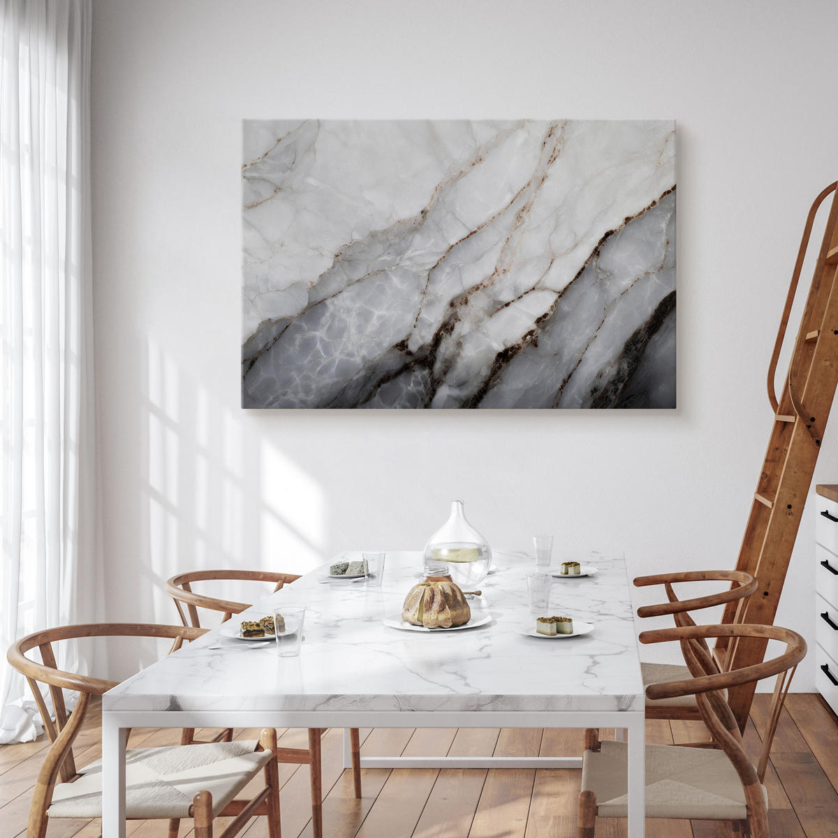 LEINWANDBILD MARMOR Imitation Moderne Muster für Büro 70/50 cm - Weiß/Grau, Textil (70/50cm) - Muralo
