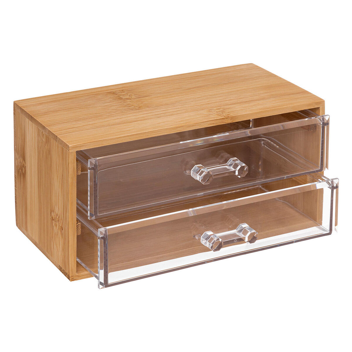 SCHMUCKBOX Selena mit 2 Schubladen, Bambus, Kunststoff, 19 x 11.7 x 9.6 - Beige, Holz (9.6/11.5/19cm) - 5five Simply Smart