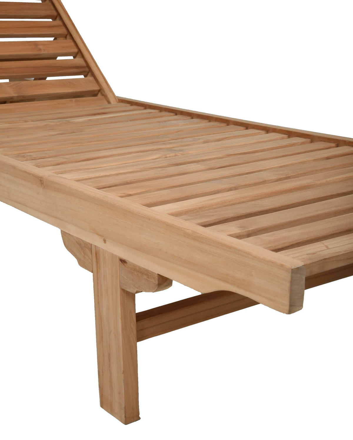 SONNENLIEGE Leo Verstellbar mit Ablagebord Natur Teak Gartenliege mit Rollen - Naturfarben, Holz (64.5/85/198cm) - DELUKE