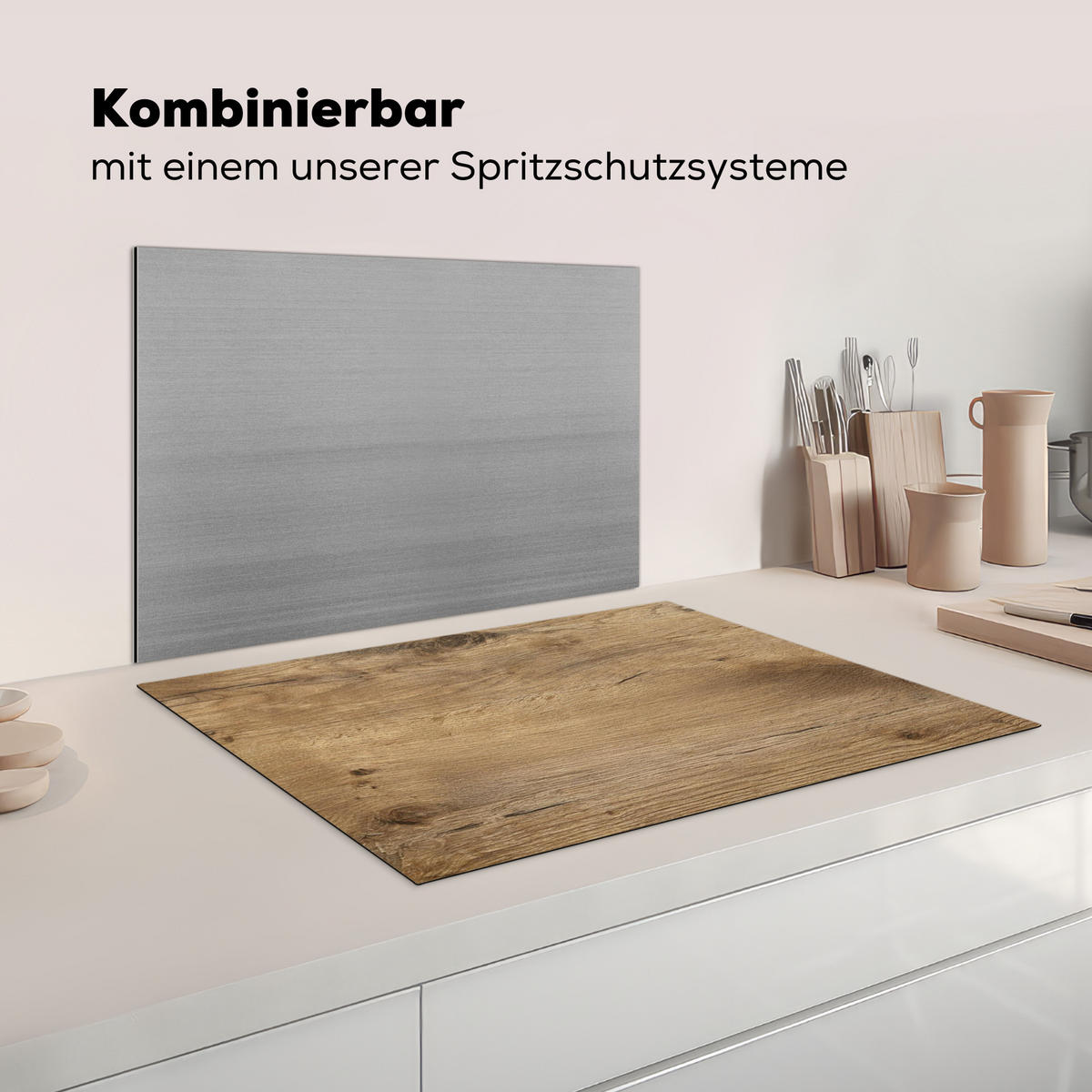 KRYT NA INDUKČNÍ DESKU Dřevo - hnědé - vzhled dřeva 75x52 cm - barva dubu, plast (75/52/0.2cm) - MuchoWow