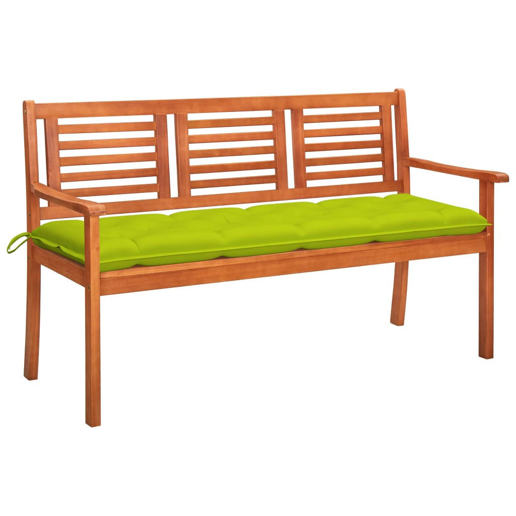 3-SITZER-GARTENBANK mit Auflage 150 cm Massivholz Eukalyptus - Grün, Holz (150/89/60cm) - furnicato