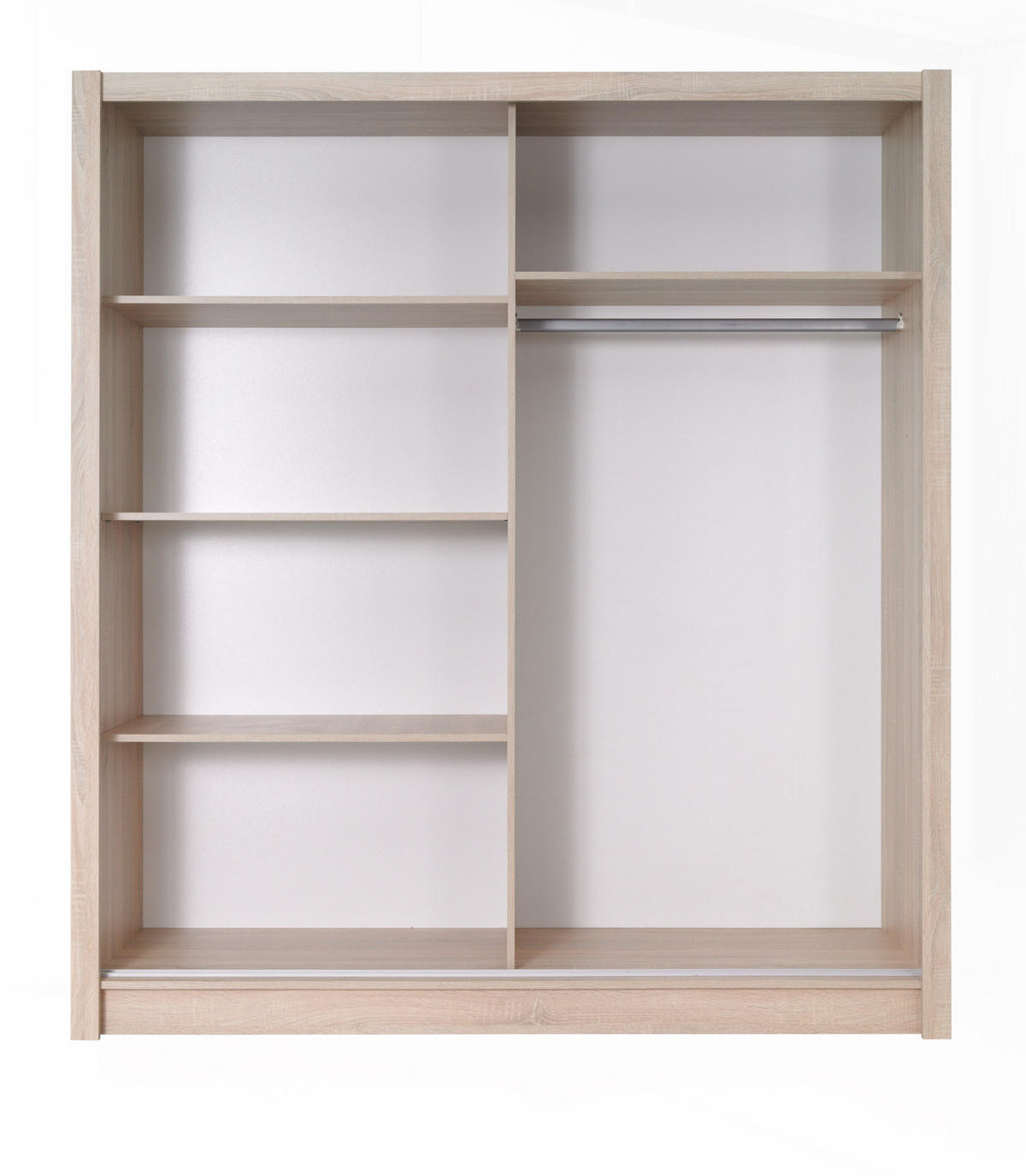 SCHIEBETÜRENSCHRANK ROVELA -184,4×200×61,5 cm mit Regalen & Kleiderstange Sonoma Eiche - Sonoma Eiche, Holzwerkstoff (184.4/200/61.5cm) - Milaros Markt