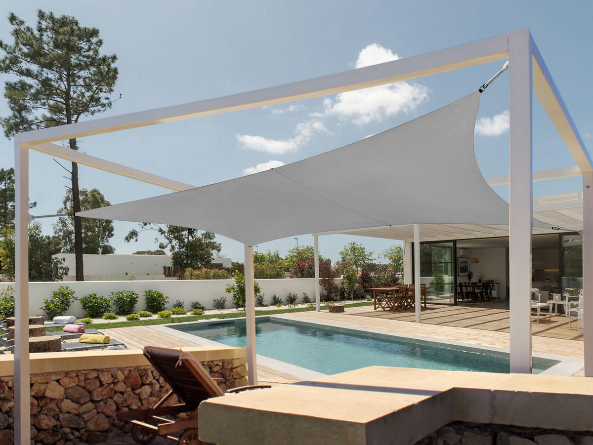SONNENSEGEL grau quadratisch 300/300 cm Lukka - Grau, Kunststoff (300/300cm) - Beliani