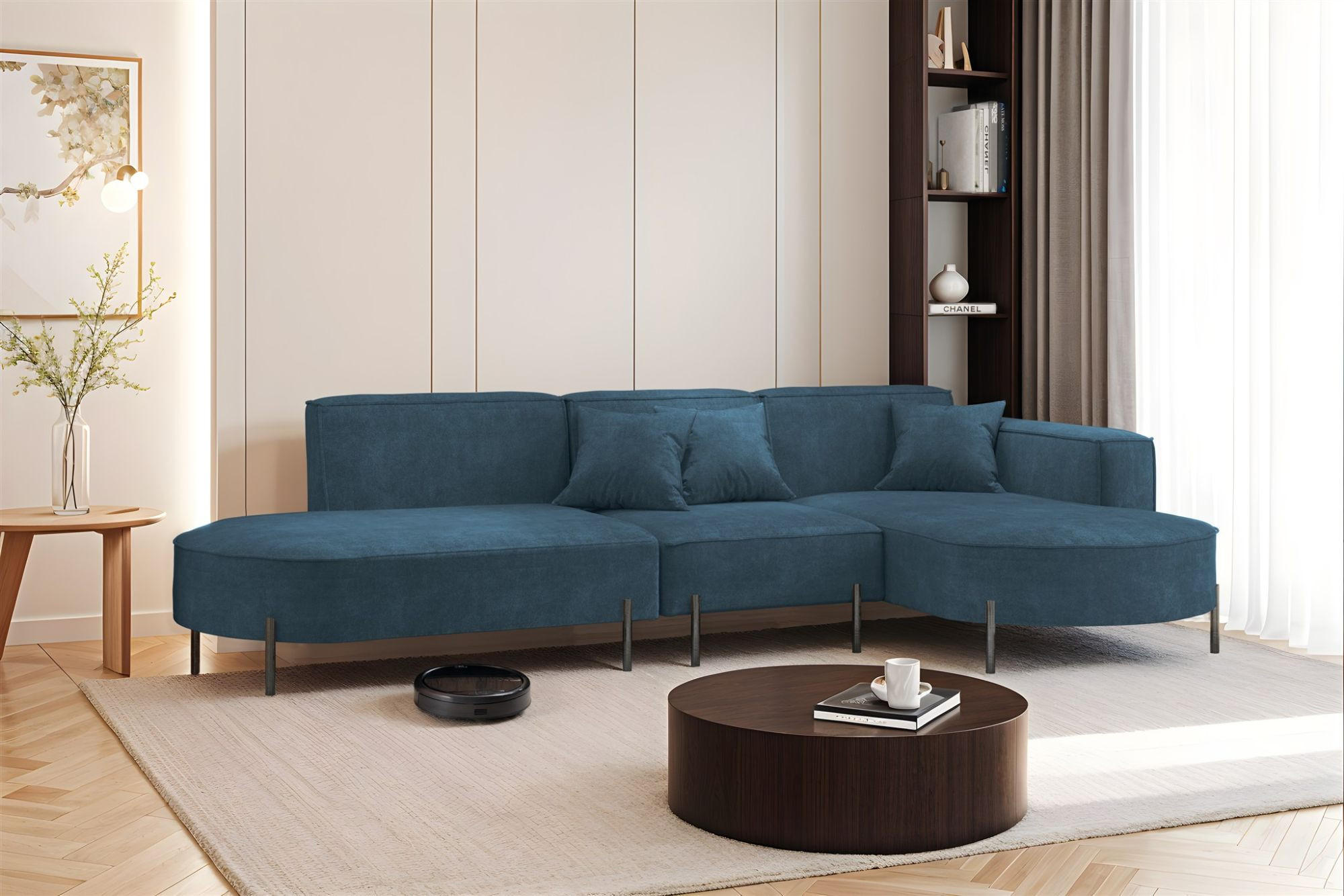 ECKSOFA Valencia - Blau, Holzwerkstoff/Textil (321/165cm) - Fun Möbel