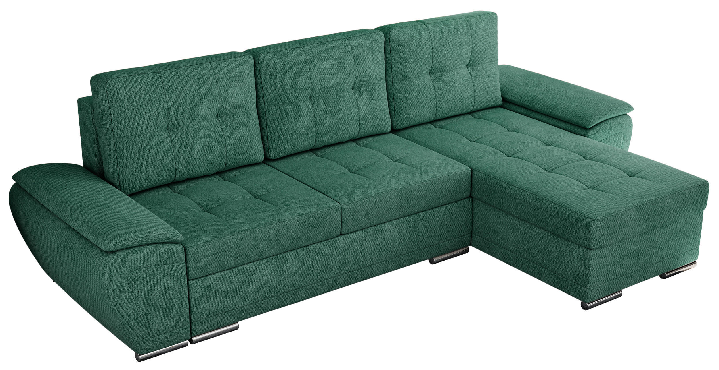 ECKSOFA UMBRIA L Grün Stukture - Grau/Grün, Textil (271/157cm) - MKS