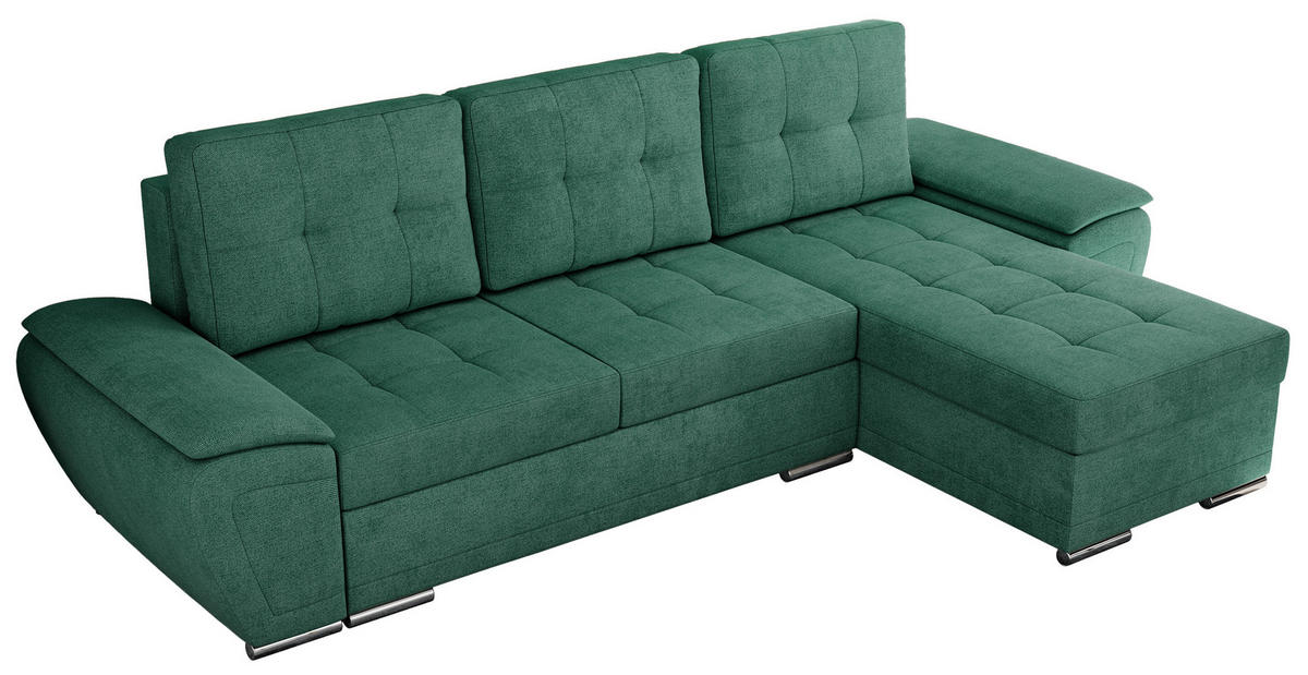 ECKSOFA UMBRIA L Grün Stukture - Grau/Grün, Textil (271/157cm) - MKS