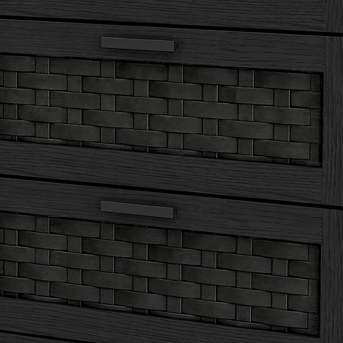 KOMMODE Japandi mit 6 Schubladen in Rattan-Optik 115/40/80 cm Schwarz - Schwarz, Holzwerkstoff (115/80/40cm) - Creahappy