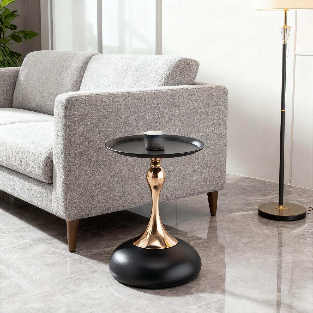 BEISTELLTISCH Schwarz-Gold 38/38/54 cm - Schwarz, Metall (38/38/54cm) - PANGIVO