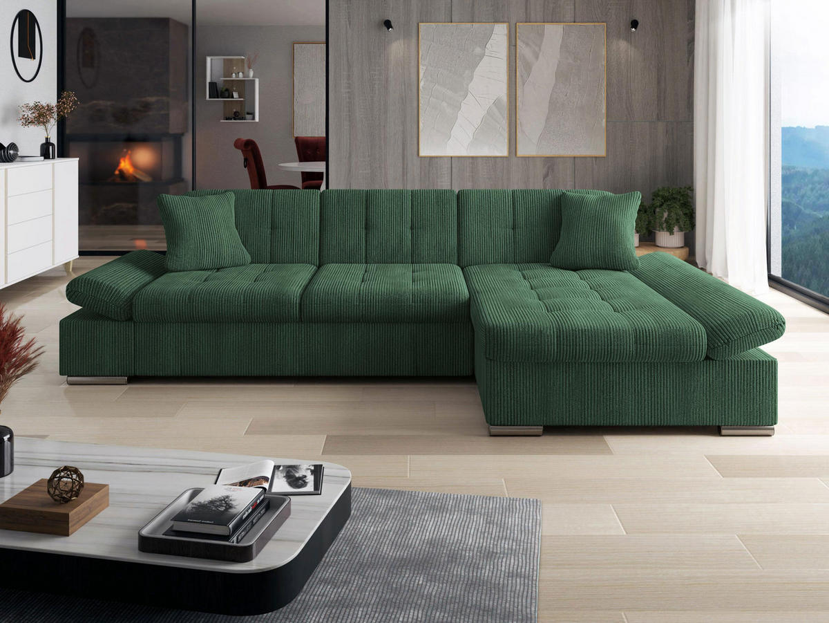COLTAR Montana Reiat, Dreapta - verde închis, material textil/lemn (161/278cm) - MIRJAN24