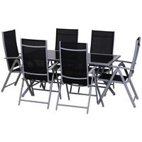 SITZGRUPPE, Schwarz+Silber, Aluminium - Schwarz, Metall - Outsunny