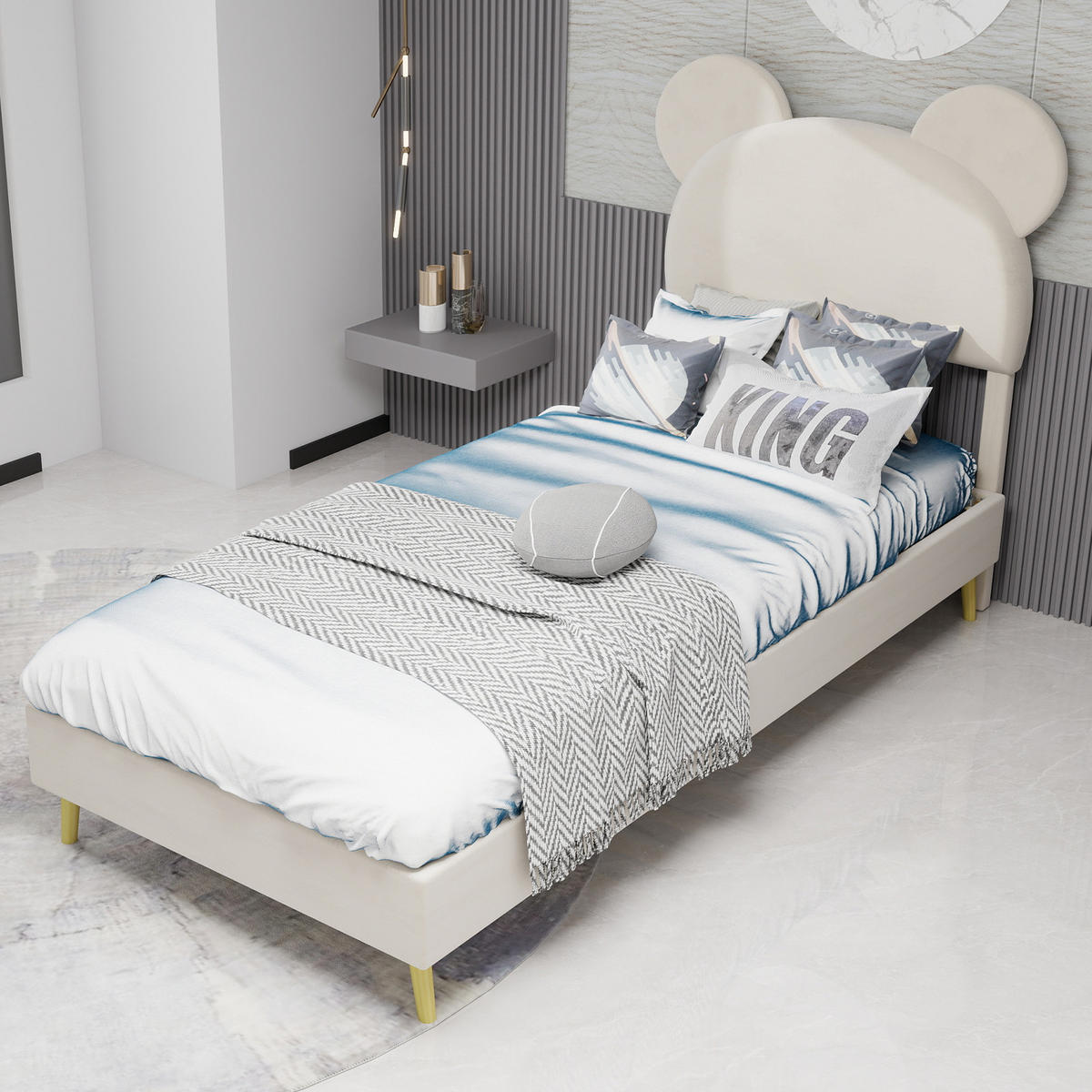 POLSTERBETT 90x200 cm Cartoon ohne Stauraum beige - Beige, Textil (90/200cm) - LEBENLANG